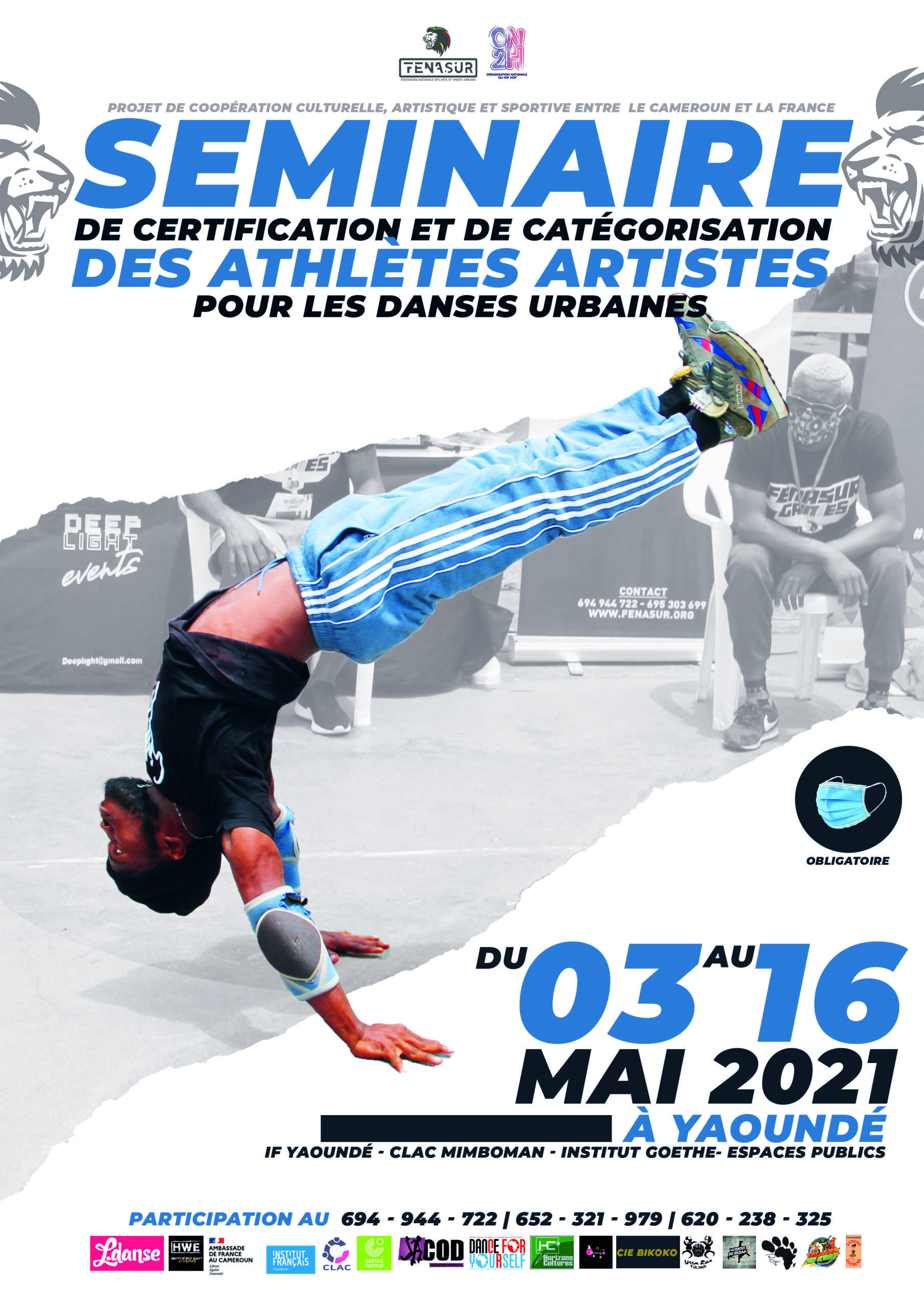 ON2H et FENASUR, Le séminaire de certification et de catégorisation des Athlètes Artistes pour les danses urbaines au Cameroun". ON2H et FENASUR, Le séminaire de certification et de catégorisation des Athlètes Artistes pour les danses urbaines au Cameroun".